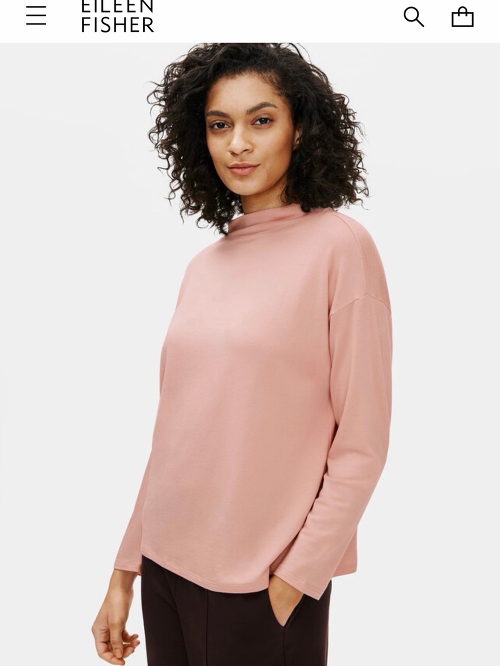 ⭐️FREE SHIPPING⭐️Eileen Fisher ORG RETAIL $158 Stretch Terry Funnel Neck Box Top